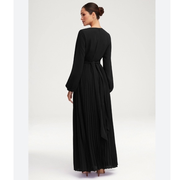 Badgley Mischka Dresses & Skirts - Badgley Mischka Collection Long Sleeve Pleated Wrap Gown Maxi Dress Midnight 4